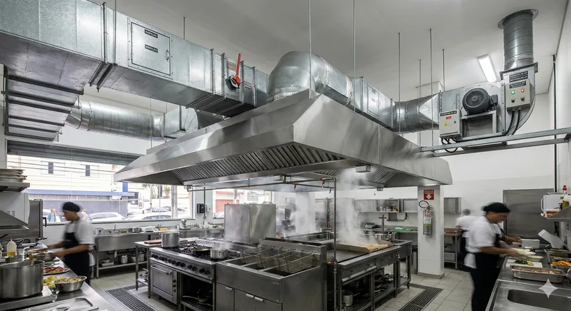 Sistema de exaustão de cozinha industrial